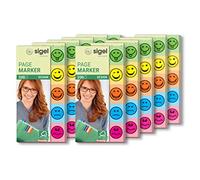 SIGEL Hn502 Lot de 10 Marque-Pages Smiley en Papier, 2000 Feuilles de 5 X 2 cm, 5 Couleurs