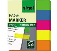 SIGEL Hn615 Marque-Pages Adhésifs en Papier Film Transparent, 200 Feuilles de 5 X 1,2 cm, 5 Couleurs