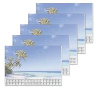 SIGEL HO470 Lot de 5 Sous-mains en papier, calendriers sur 3 ans, design plage paradisiaque, A2 (59, 5 x 41 cm), bleu et vert, 5 x 30 feuilles