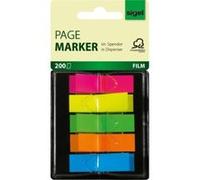 SIGEL Hn489 Marque-Pages Adhésifs en Papier Film Transparent, en Distributeur Z, 200 Feuilles 4,5X1,2 cm, 5 Couleurs Fluo