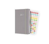 SIGEL J4402 Agenda semainier Jolie 2024, certification FSC, 2 pages = 1 semaine, couverture rigide à couverture en tissu, environ A6, gris clair, 174 pages