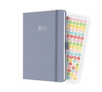 SIGEL J4407 Agenda semainier Jolie 2024, certification FSC, 2 pages = 1 semaine, couverture rigide à couverture en tissu, environ A5, lilas, 174 pages