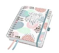 SIGEL J6602 Agenda à spirale Jolie 2026-1 an - env. A5 - Inspiration des roses - 2 pages = 1 semaine - Couverture rigide - 120 g/m² - Rose/gris/menthe - 240 pages - Certifié FSC