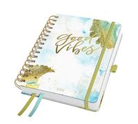SIGEL J6606 Agenda Spirale Jolie 2026-1 an - Environ A5 - Good Vibes - 2 pages = 1 semaine - Couverture rigide - 120 g/m² - Bleu clair/or/blanc - 240 pages - Certifié FSC