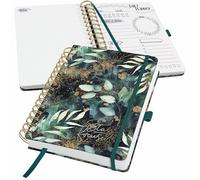 SIGEL JP203 Jolie Agenda journalier non daté, feuilles glamour, 120 g/m², 16,8 x 21,5 cm, couverture rigide, 240 pages, vert, noir, doré