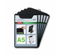 SIGEL KB101 Lot de 5 Porte-menus avec pince, pour tenir jusqu'à 20 feuilles A5 (80g/m²) | Planche avec pince, Planchette à pince, Porte-block | noir