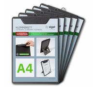 SIGEL KB110 Lot de 5 Porte-menus avec pince, pour tenir jusqu'à 20 feuilles A4 (80g/m²) | Planche avec pince, Planchette à pince, Porte-block | anthracite
