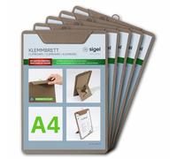SIGEL KB120 Lot de 5 Porte-menus avec pince, pour tenir jusqu'à 20 feuilles A4 (80g/m²) | Planche avec pince, Planchette à pince, Porte-block | beige