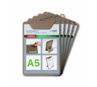 SIGEL KB121 Lot de 5 Porte-menus avec pince, pour tenir jusqu'à 20 feuilles A5 (80g/m²) | Planche avec pince, Planchette à pince, Porte-block | beige