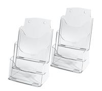 SIGEL Lh130 Lot de 2 Présentoirs de Table ou Mural, avec 3 Compartiments, 24,5 X 40 X 17 cm, Résistance Permanente aux Uv, en Acrylique Transparent