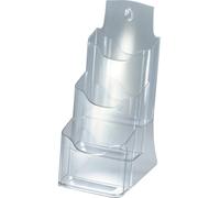 SIGEL LH333 Porte-brochures de table, DIN long (105x210 mm) / DIN A6 (105x148 mm), 3 compartiments, transparent, acrylique
