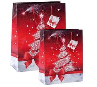 Sigel Lot De 5 Sacs Cadeau De Noel "Sparkling Tree" (L)260 X (P)120x (H)230 Mm