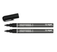 Sigel Marqueur à craie liquide BA177 noir pointe ogive 1-2 mm effaçables Lot de 2