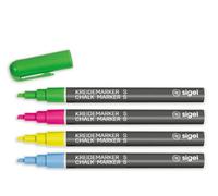 SIGEL Marqueurs à craie liquide 1,40 x 13,90 cm | BA179, lot de 4, effaçables, pointe 1-2 mm, bleu, vert, jaune, rose