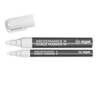 SIGEL Marqueurs à craie liquide 2,10 x 14,40 cm | BA176, lot de 2, effaçables, pointes 1-2 mm et 5-15 mm, blanc