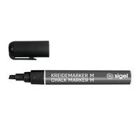 SIGEL Marqueurs à craie liquide 2,10 x 14,40 cm | BA180, effaçable, pointe biseautée 1-5 mm, noir