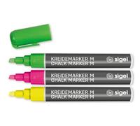 SIGEL Marqueurs à craie liquide 2,10 x 14 cm | BA182, lot de 3, effaçables, pointes biseautées 1-5 mm, rose, vert, jaune