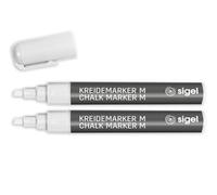 SIGEL Marqueurs à craie liquide 2,10 x 14 cm | BA184, lot de 2, effaçables, pointes biseautées 1-5 mm, blanc
