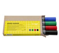 Sigel Marqueurs pour tableau blanc 1,70 x 14,60 cm | BA010, lot de 4, effaçables, encre cap off, pointe ogive 2-3 mm, 4 couleurs