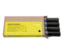 Sigel Marqueurs pour tableau blanc 1,70 x 14,60 cm | BA012, lot de 4, effaçables, encre cap off, pointe ogive 2-3 mm, noir