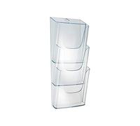 SIGEL LH135 Porte-brochures mural acrylic, avec 3 compartiments, transparent, pour A4