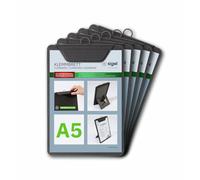 SIGEL KB111 Lot de 5 Porte-menus avec pince, pour tenir jusqu'à 20 feuilles A5 (80g/m²) | Planche avec pince, Planchette à pince, Porte-block | anthracite