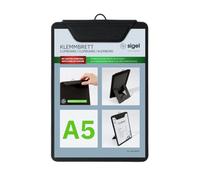 SIGEL Porte-menu avec pince 16,50 x 23,50 cm | KB101, pour jusqu’à 20 feuilles A5, noir, pour l’organisation efficace de documents et formulaires