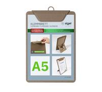 SIGEL Porte-menu avec pince 16,50 x 23,50 cm | KB121, pour jusqu’à 20 feuilles A5, beige, pour l’organisation efficace de documents et formulaires