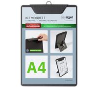 SIGEL Porte-menu avec pince 23 x 33 cm | KB110, pour jusqu’à 20 feuilles A4, anthracite, pour l’organisation efficace de documents et formulaires