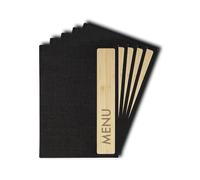 SIGEL Protège-menu 17,50 x 24,50 cm - 5 pièces | SM221, Bamboo, 2 pochettes pour 8 feuilles, reliure élastique, gris foncé/beige