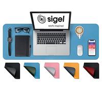 SIGEL SA602 Sous-main végétalien, portable, en cuir PU, antidérapant, essuyable, double face, 80 x 30 cm, bleu/vert