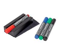 SIGEL Set Effaceur de tableau avec 4 marqueurs 13 x 6 cm | BA151, kit avec 4 marqueurs, magnétique, pour tableaux blancs et verre