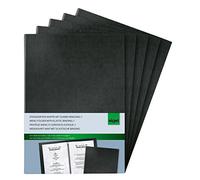 SIGEL SM110 Lot de 5 Protège-menus à cordon élastique, 24 x 34 x 1,2 cm, similicuir aspect lin, noir