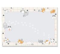 SIGEL Sous-main papier sans date A3 | HO930, Cat Chaos, 80 g/m² FSC, bloc détachable, antidérapant, beige/gris clair/orange