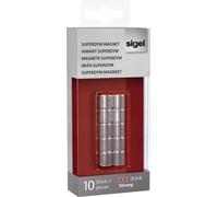 Sigel SuperDym-Magnete C5 "Strong", Zylinder-Design, silber, Ø 10x10 mm, 10 Stück (GL701)