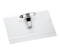 Porte-badge avec double système de fixation,54 x 90 mm