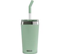 Sigg - Gobelet Isotherme Avec Paille en Verre Durable - Travel Mug Helia Milky Green - Avec Brosse De Nettoyage - Étanche - Sans BPA - En Acier Inoxydable 18/8 - Yoga & Sport en Salle - Vert - 0,45L