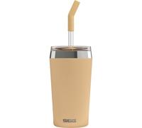 SIGG Gobelet isotherme Helia – Paille en verre, étanche, sans BPA, inox 18/8 – Pêche 0,45 L