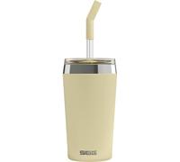 Sigg - Gobelet Isotherme Avec Paille en Verre Durable - Travel Mug Helia Optimistic Yellow - Avec Brosse De Nettoyage - Étanche - Sans BPA - En Acier Inox 18/8 - Yoga & Sport en Salle - Jaune - 0,45L