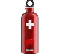 Sigg - Gourde Aluminium - Traveller Swiss Cross - Certifiée Neutre En CO2 - Convient Aux Boissons Gazeuses - Étanche & Légère - Sans BPA - Pour Sport, Camping, Randonnée - Rouge - 0,6L