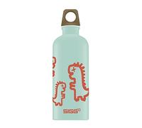 Sigg - Gourde Enfant Aluminium - Traveller MyPlanet Recyclosaurus - Convient Aux Boissons Gazeuses - École & Sport - Étanche & Légère - Sans BPA - Neutre En CO2 - Vert Clair Motif Dinosaure - 0,6L