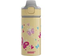 Sigg - Gourde Enfant avec Paille En Aluminium - Miracle Butterfly - Étanche - Poids Plume - Sans BPA - Certifiée Neutre En CO2 - École & Sport - Jaune Clair Motif Papillons - 0,4L