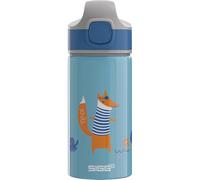 Sigg - Gourde Enfant avec Paille En Aluminium - Miracle Fox - Étanche - Poids Plume - Sans BPA - École & Sport - Bleu Clair Motif Renard Pirate - 0,4L