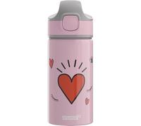 Sigg - Gourde Enfant avec Paille En Aluminium - Miracle Girl Power - Étanche - Poids Plume - Sans BPA - Certifiée Neutre En CO2 - École & Sport - Rose Motif Cœur & Girl Power - 0,4L