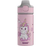 Sigg - Gourde Enfant avec Paille En Aluminium - Miracle Happy Unicorn - Étanche - Poids Plume - Sans BPA - Certifiée Neutre En CO2 - École & Sport - Rose Motif Licorne Mignonne - 0,4L