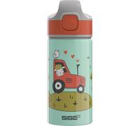 Sigg - Gourde Enfant avec Paille En Aluminium - Miracle Tractor Farm - Étanche - Poids Plume - Sans BPA - Certifiée Neutre En CO2 - École & Sport - Vert Motif Mouton en Tracteur - 0,4L