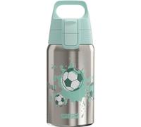 Sigg - Gourde Enfant En Acier Inoxydable - Shield One Love Football - Pour l'École et le Sport - Convient Aux Boissons Gazeuses - Étanche & Légère - Sans BPA - Inox Motif Ballons de Foot - 0,5L