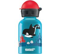Sigg - Gourde Enfant En Aluminium - KBT Orca Family - Pour l'École et le Sport - Étanche & Légère - Sans BPA - Certifiée Neutre En CO2 - Bleu/Bouchon Rouge Motif Orque - 0,3L