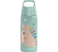 Sigg - Gourde Enfant Isotherme - Shield One Therm Uni Stars - Convient Aux Boissons Gazeuses - Étanche - Passe Au Lave Vaisselle - Pour l'École - Sans BPA - Acier Inoxydable - Bleu - Licorne - 0,5L
