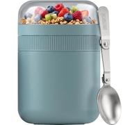 Sigg VITA Therm Bowl Morning Blue Boîte à déjeuner isotherme en acier inoxydable avec couverts et compartiment séparé, étanche, passe au lave-vaisselle, bleu, 0,5 l